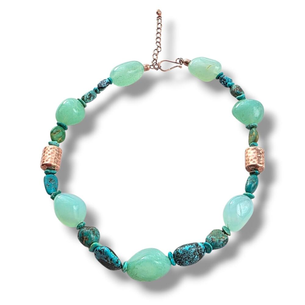 Jay King DTR mine‎ finds Turquoise Gemstone Copper necklace Chrysoprase Beaded